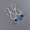 Swiss Blue Topaz Gemstone 925 Sterling Silver Jewelry Handmade Earrings 1.90" EE-19-7