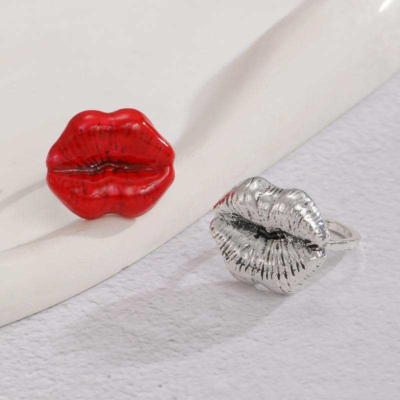 Vintage Sexy Lips Ring Retro Glamour Statement Ring Trendy Y2K Style Jewelry for Girls Photo Shoot Accessory
