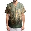 Men's Printing Short Sleeve V-neck Working Blouse Chest Pocket Carer Top