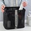 Large Capacity Travel Storage Basket Breathable Quick Drying Shower Makeup Pouch Foldable with Handle Mesh Toiletry Bag