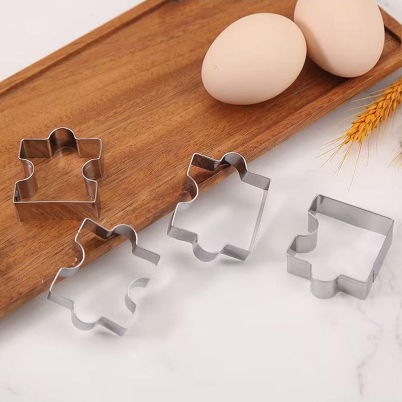 DIY Biscuit Mold Dessert Bakeware Cake Mold Wedding Decorating 4Pcs/set Cookie Puzzle Shape Stainless Steel Cookie Cutter Set