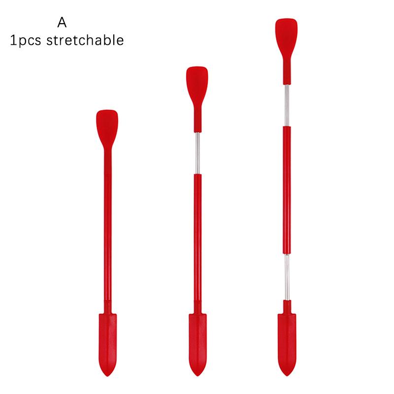 Silikon Mini Spatula Kavanoz Kazıyıcı Kepçe Ucu Uzun Çift Başlı Kozmetik Kaşığı