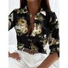 Fashion Women's Chain Flower Printed Shirt Women's Long Sleeve Tops Cotton Office Spring and Autumn Casual Loose Tops