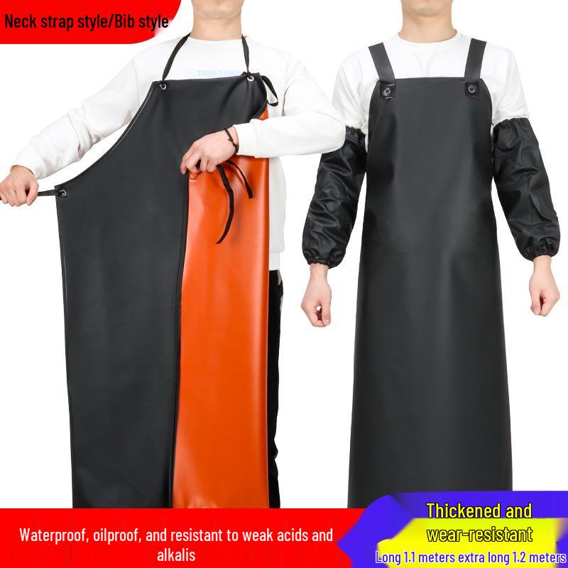 

Extra Long Waterproof Bib-Style Apron for Men & Women - Oil, Acid & Alkali Resistant. 110x80