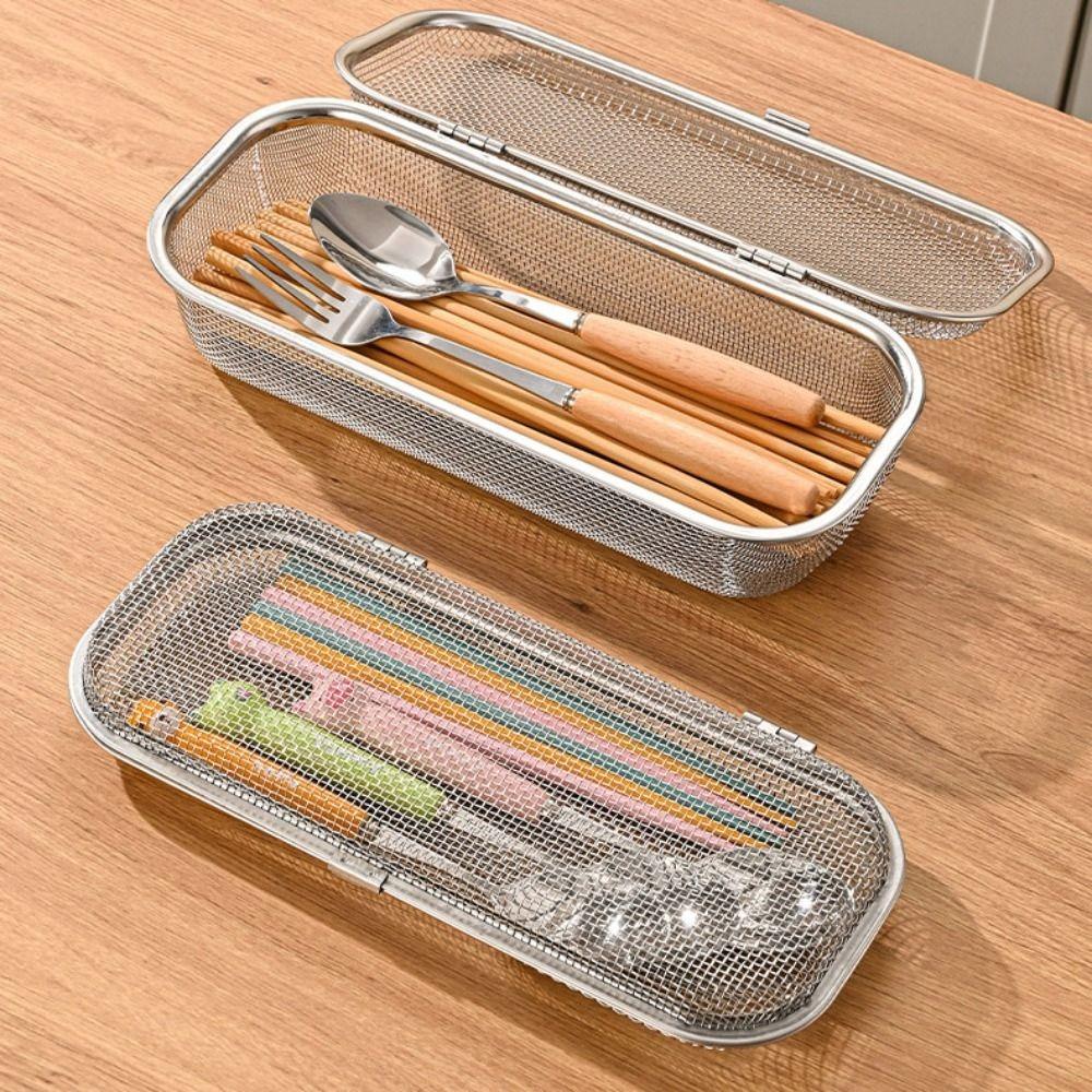 304 Stainless Steel Dishwasher Silverware Basket with Buckle Chopstick Holder  for Small Item
