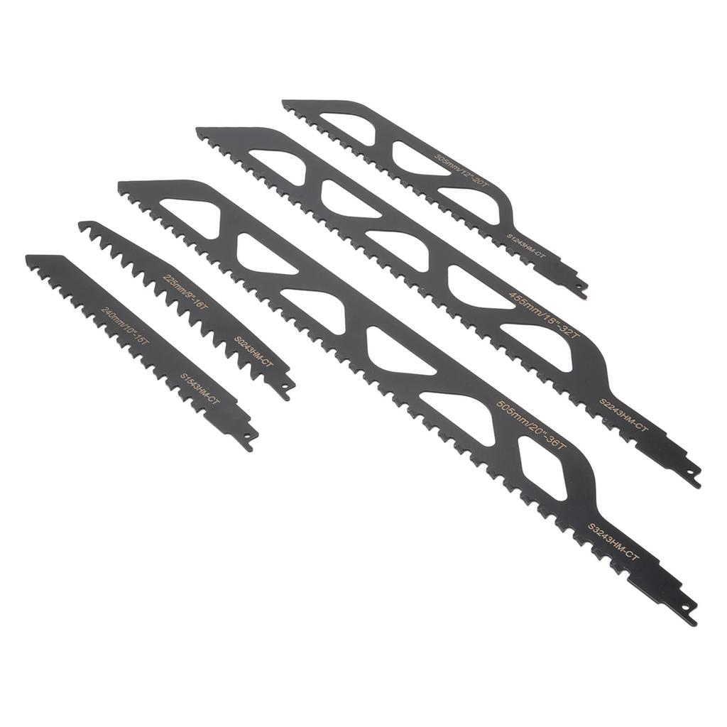 5Pcs Reciprocating Saw Blades Set Metal Coarse Fine Tooth Tipped Cutting for Woodworking Pruning 9