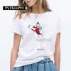 Elegant Ballet Print Short Sleeve T-shirt Women's Slim Fit Summer Top Modal Fabric Student Girl Fashion Polyester
