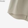ZANZEA Women Casual Round Neck Loose Splice Short Sleeve Blouse