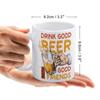 1pc 11oz Double-Sided Printed Mug for Beer Fans, Clean White Ceramic, Perfect Everyday Cup and a Fun Gift for Friends Who Love Drinks
