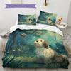 Bee Dog Pattern Bedding Quilt Set  Home Decoration  Gift (1 * duvet cover + 2 * pillowcase  without core)