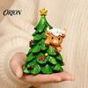 Christmas Party Supplies Highland Cow Stocking Figurine, Xmas Tree Cattle Resin Seasonal Shelf Decorations Statue, Animal Sculpture for Holiday