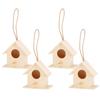4PCS Wood Bird Nests Hanging Birdhouse Breeding Box Bird Cage for Garden DIY Decor
