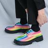 Blok patentleer Britse stijl sociaal nachtclub persoonlijkheid verhogen vrijetijds trend gouden leren schoenen regenboog
