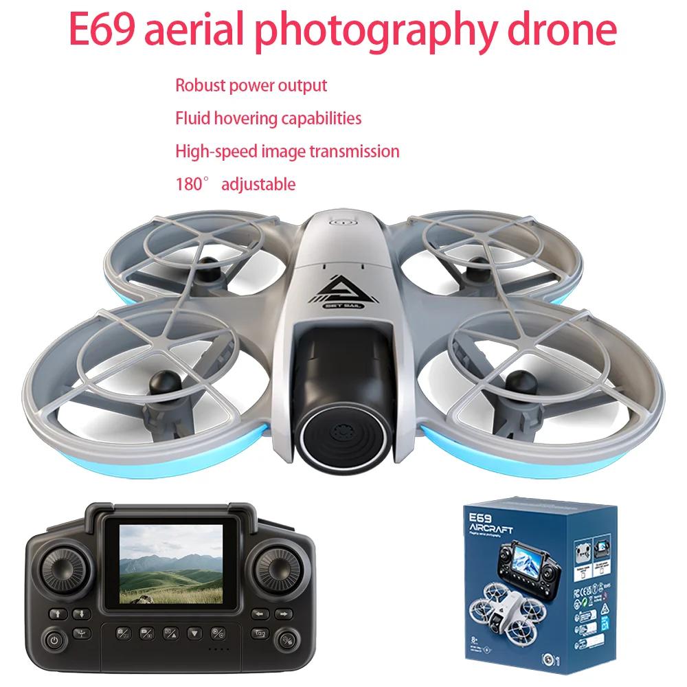 Novo Drone Mini E69 com Fluxo Ótico Câmeras Duplas de Fluxo Ótico 8K com Controle de Tela WIFI 5G Esquiva Inteligente de Obstáculos 360° Quadricóptero sem Escovas