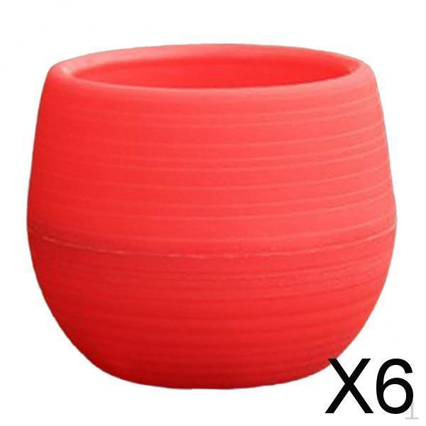 

6x Small Planters Indoor Flower Pots with Drainage Hole