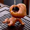 Creative Fun Smiling Urinating Boy Tea Pet Purple Clay Fuwa Tea Pet For Home and Office Decoration Urine Doll Unique Gift