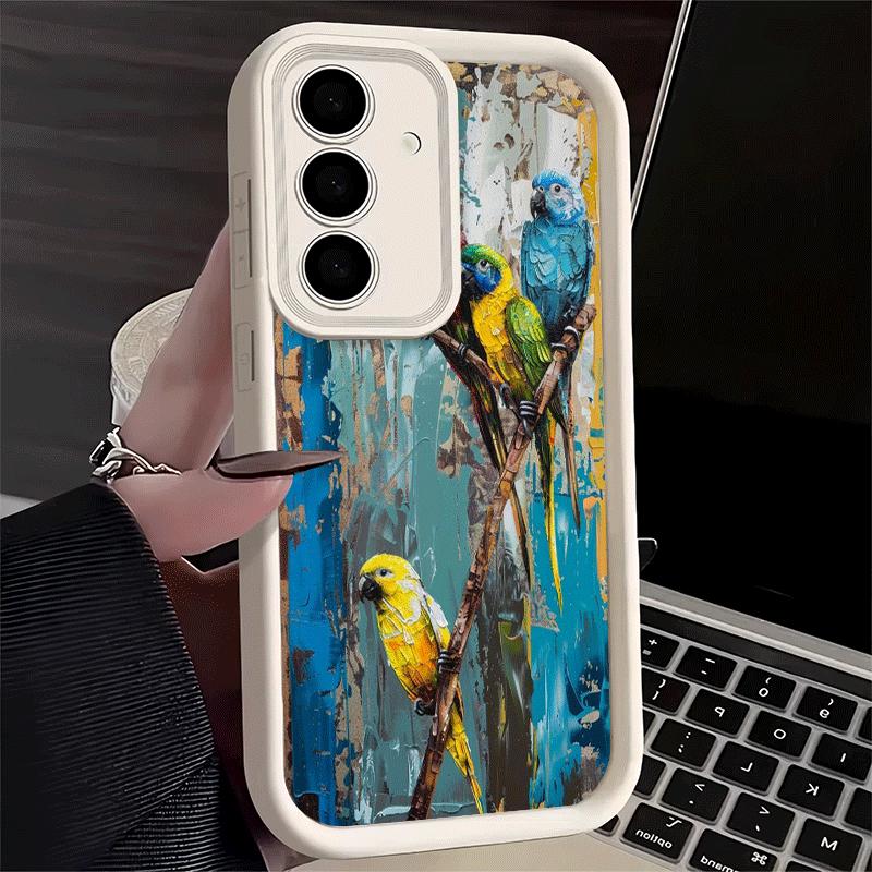 Phone Case for Samsung Galaxy S26 S25 Ultra S24 FE Bird Oil Painting Style Shell S23 Plus S22 + S21 S20 5G Soft Silicone Funda