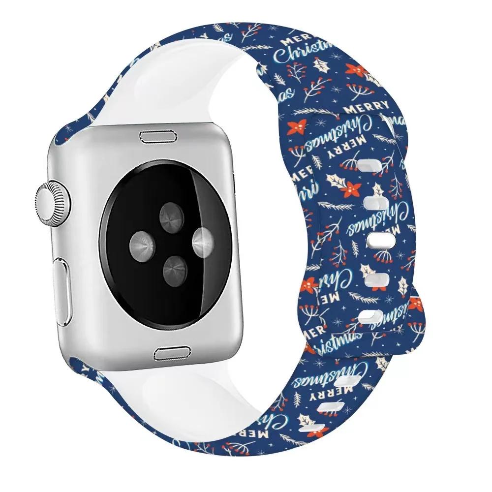 Christmas Silicone Strap For Apple Watch Ultra 49mm 10 9 8 7 45mm 41mm 42mm 46mm Bracelet Wristband iWatch 6 5 4 SE 44mm Correa