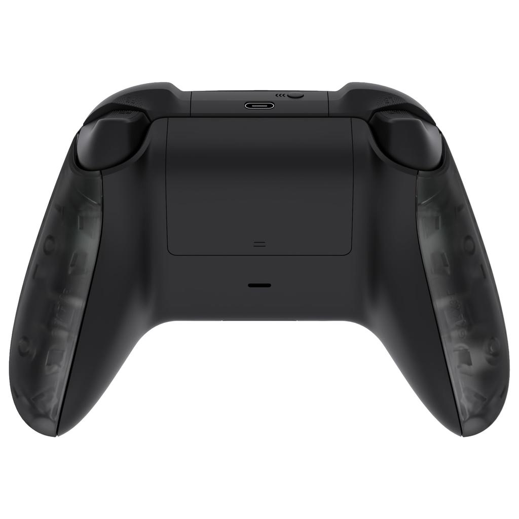 EXtremeRate Seitenschienen-Griffschale für Xbox Core Wireless Klar Schwarz Ersatz Frontgehäuseabdeckung Griff Faceplate für Xbox Series X S Controller