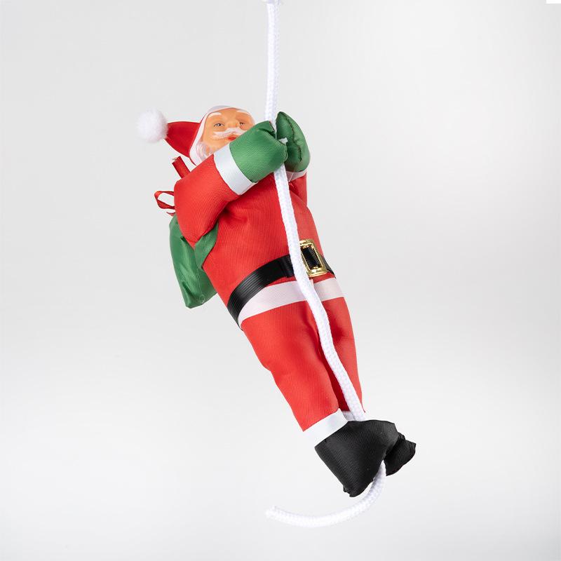 Climbing Santa Claus Christmas Decoration with Ladder and Rope for Window Display