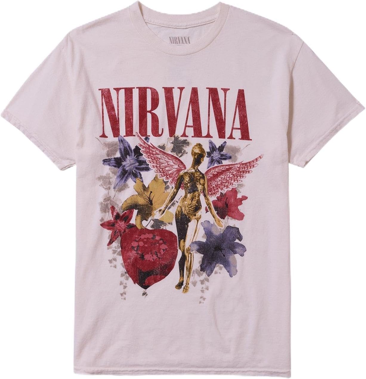 Hot Topic Nirvana in Utero Цветы Футболка для девочек Натуральный XL S разноцветный
