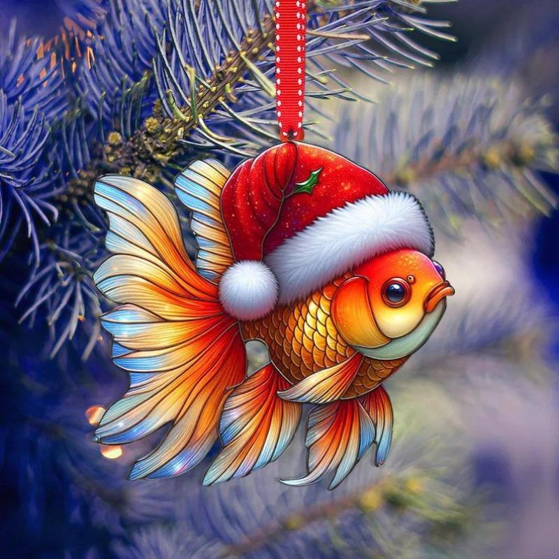 New Acrylic Flat Animal World Christmas Festival Party Pendant for Christmas Tree Decoration Pendant
