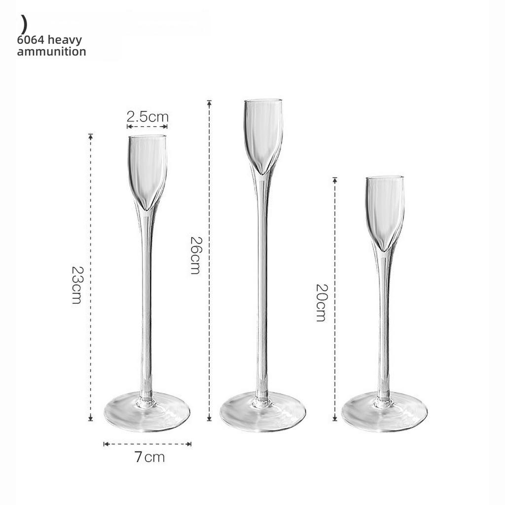 3PCS/SET Long Clear Glass Candle Stick Holder for Table Decor Transparent Candelabra for Home Party Decorative Accessories