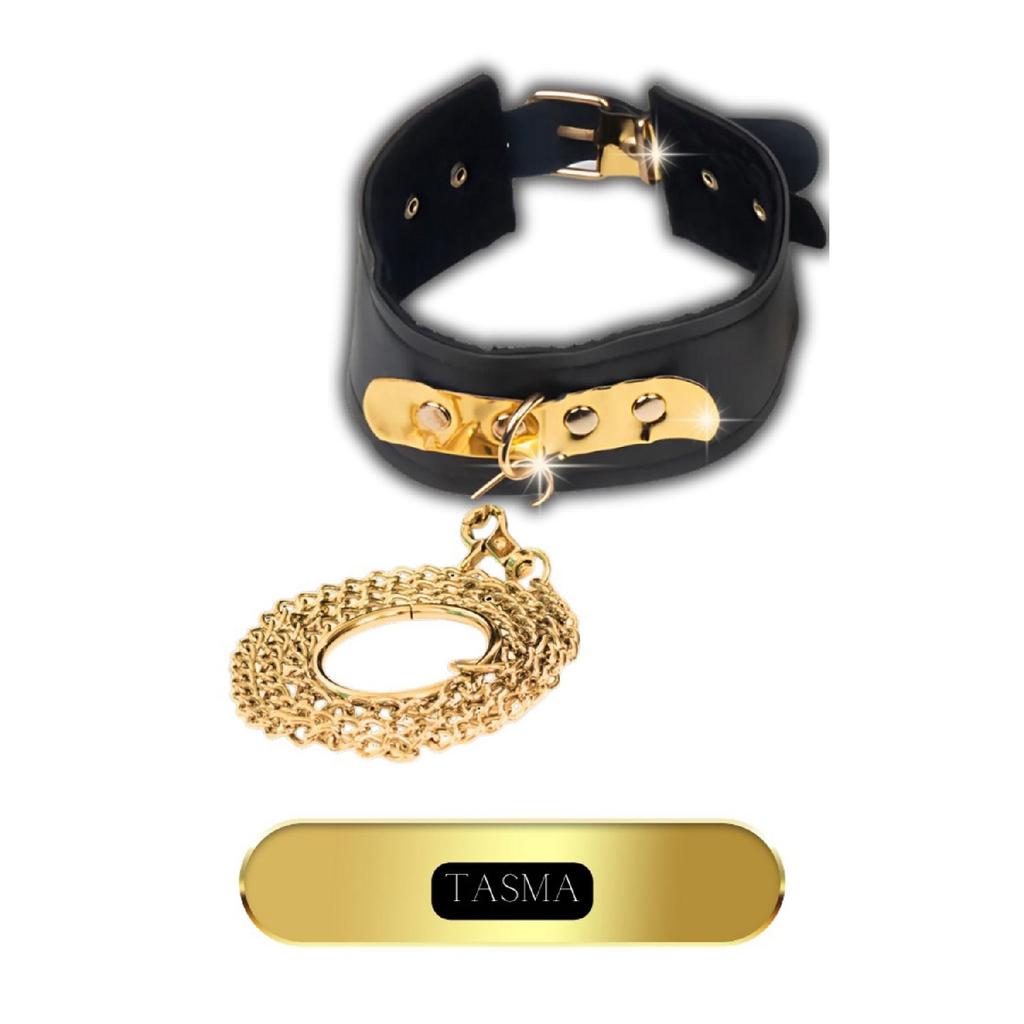 Fantasy Set With Whip, Leash, Plush, Handcuffs, Mask, Set Of 8 Gold, Gold Belt