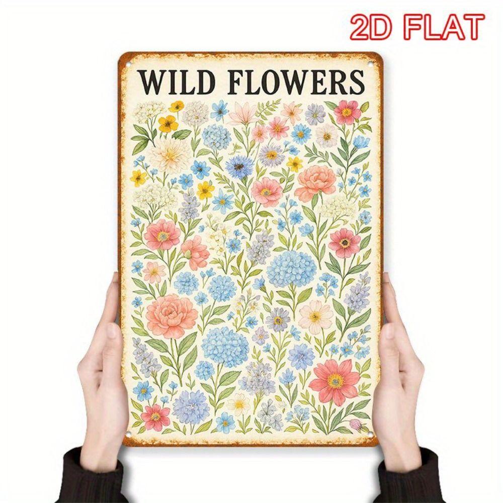 Vintage Metal Tin Sign Bird Feeding Chicks on Flowers Florist Decor For Living Room 20x30cm