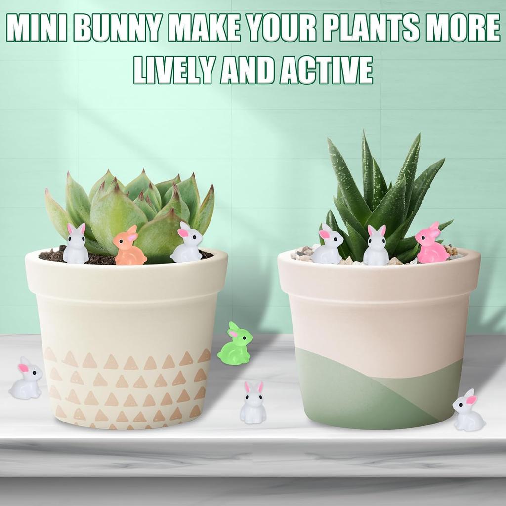18/36/54 PCS Glow-in-the-Dark Bunny Figurines for Fairy Garden Paths & Micro Landscapes Resin Mini Rabbits Moss Terrarium Decor