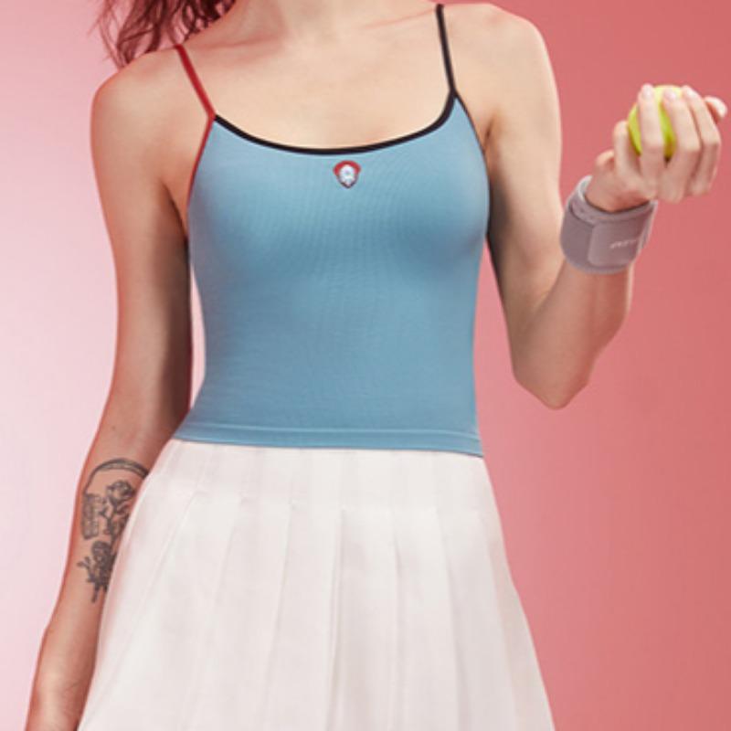 Spring New Women's Yoga Clothes Top Shoulder Strap Contrast Color Fixed Chest Pad Deep U Fashion Sling Breathable Fitness Sports Vest