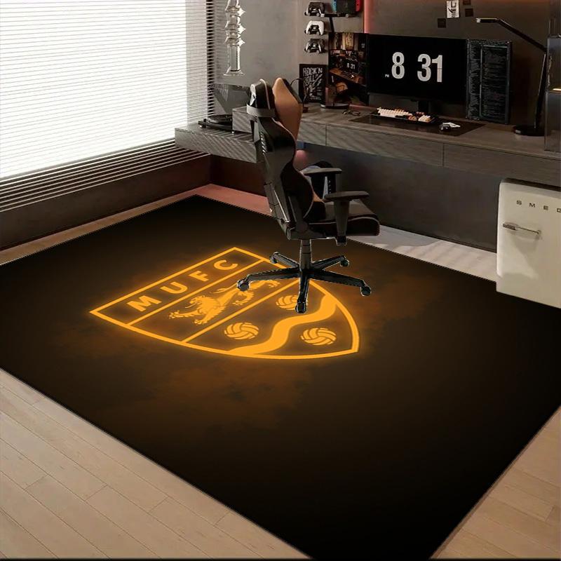 Football Crest Printed Office Carpet Chair Cushion Entryway Rug, Rugs for Living Room, Bedroom Christmas gifts