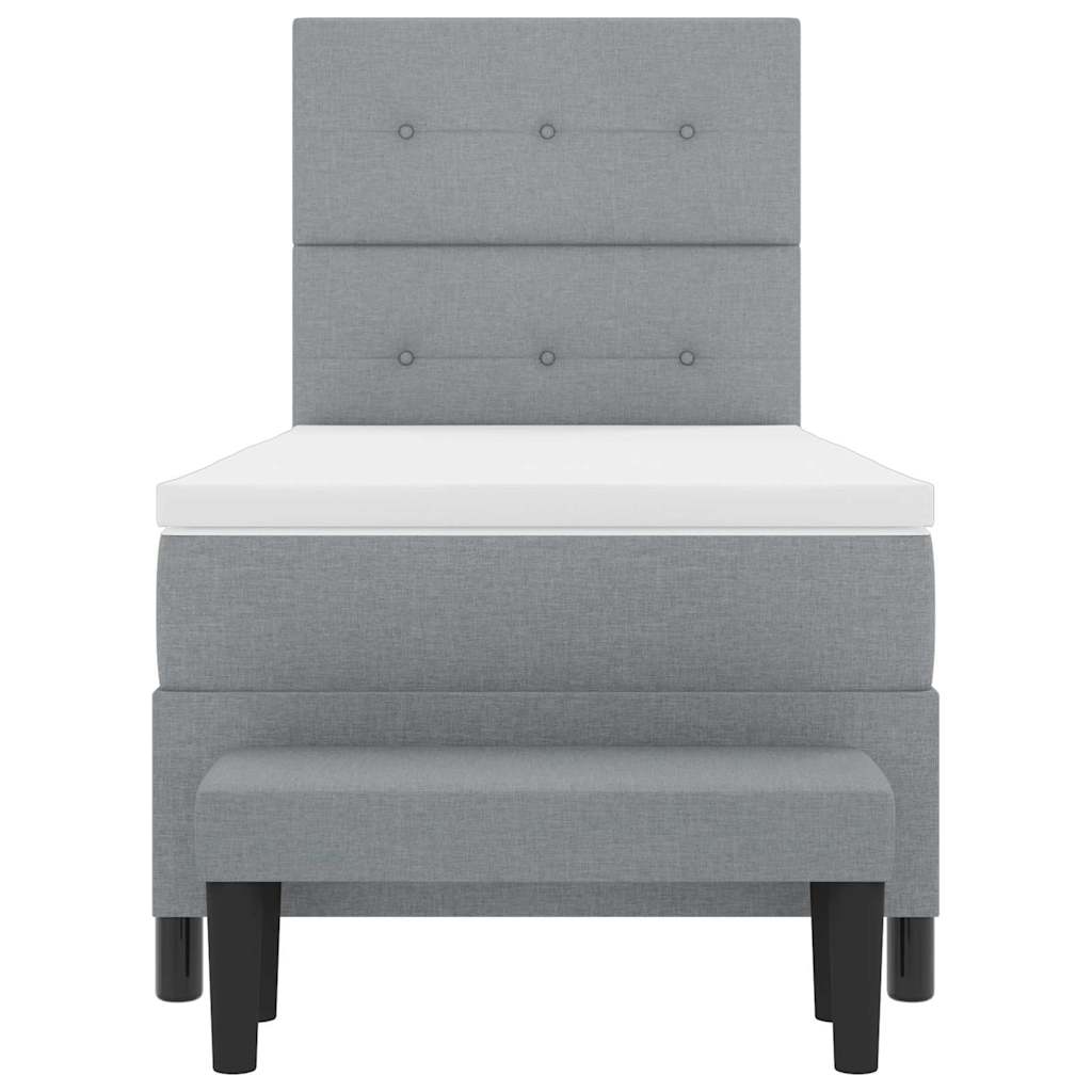 Boxspring Bed with Headboard Light Gray 100 x 200 cm Fabric