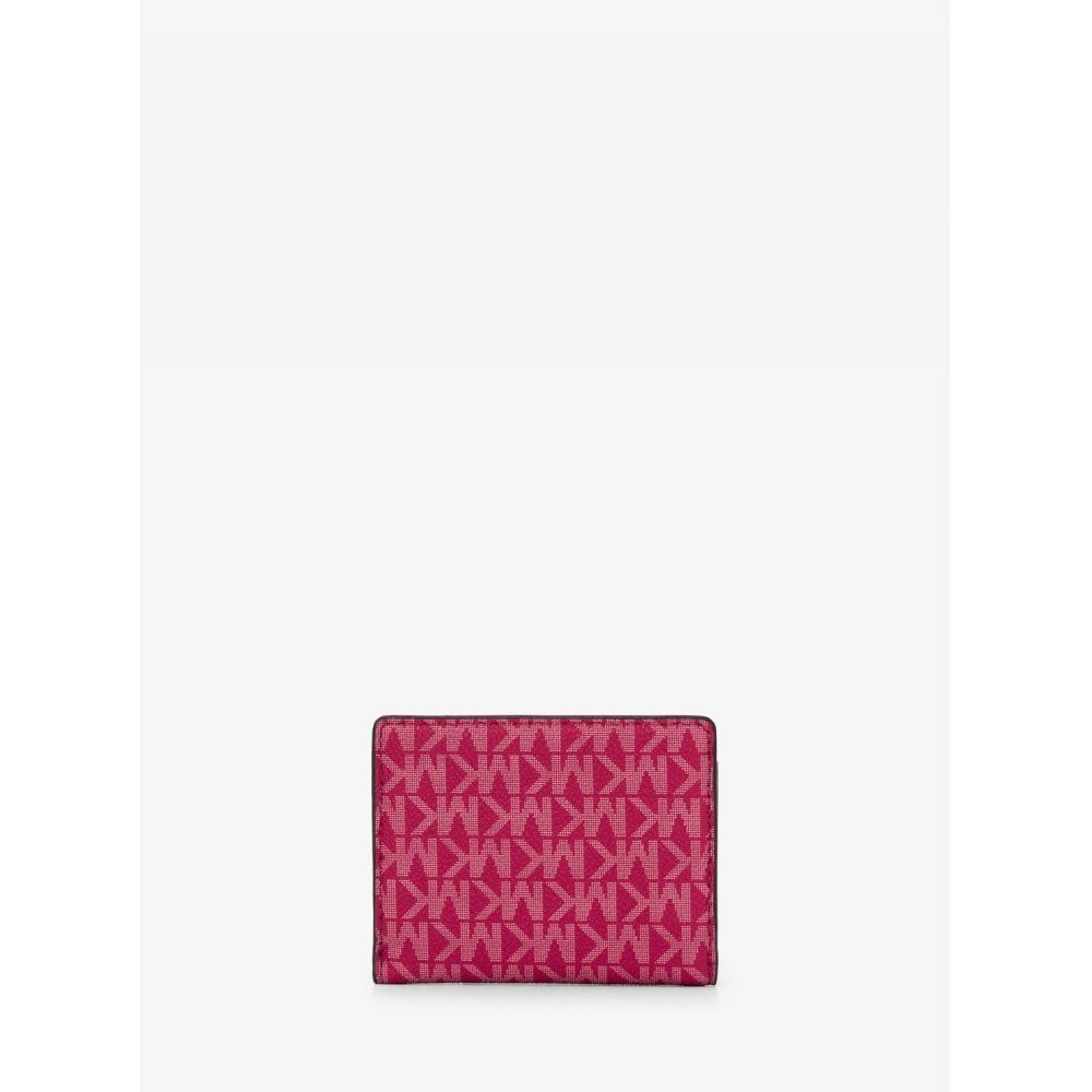 Michael Kors Jet Set Travel Compact Wallet Medium   Mk Signature 35s4stve2v2699 Dark Raspberry