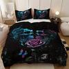 3pcs Dark Rose Skull 3D Printed Bedding Set Comfortable Duvet Cover King Queen Twin Single Size Bithday Gift Room Decoration