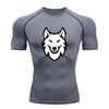 Men's Compression Workout T-Shirt, White Smiling Wolf Head G