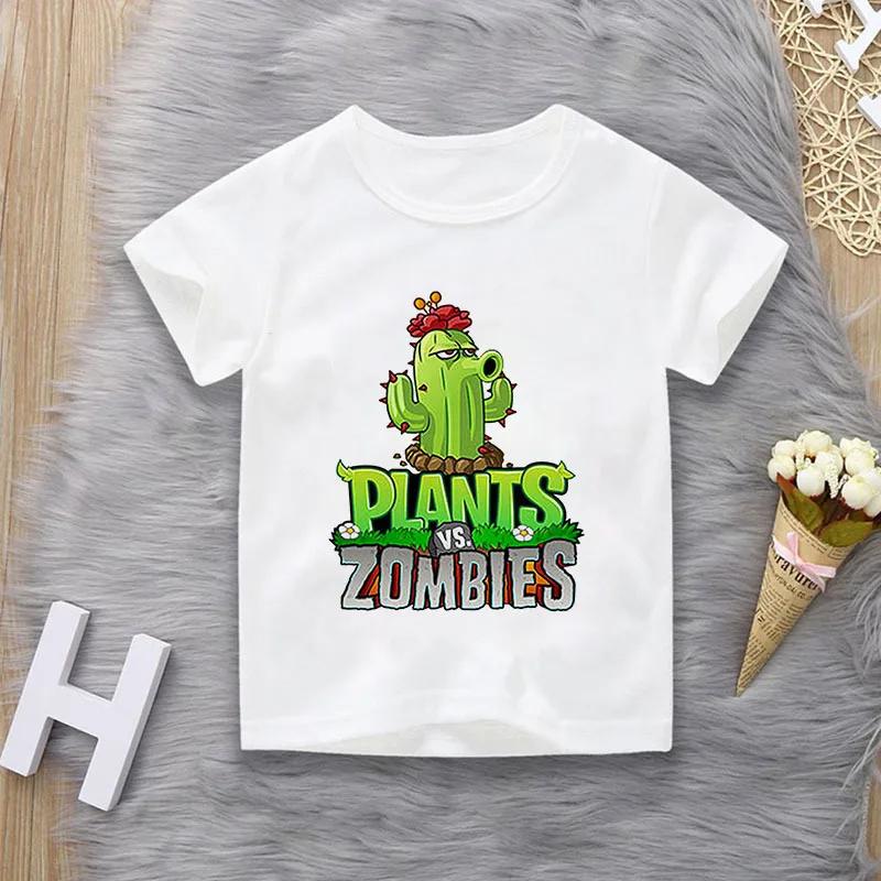 Summer Plants Vs Zombies Printed Casual TShirt Boys Girls Short Sleeve Top for Middle School Students Family Matching Outfits