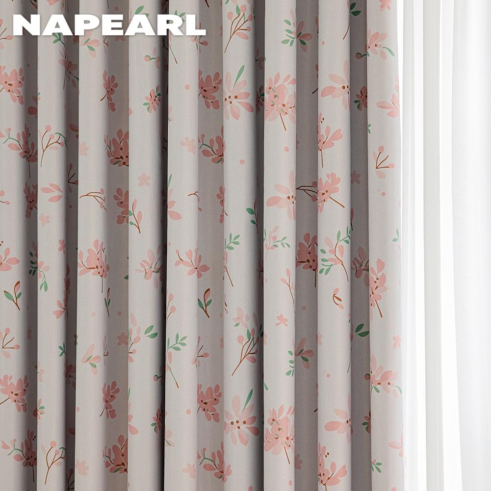 1PC NAPEARL 70-80% Cartoon Cherry Blossom Pattern Printed Curtains for Bedroom Living Room Home Decor