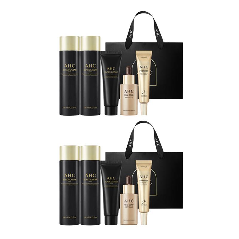 

Специальный набор для ухода за кожей AHC Black Caviar (тонер + лосьон + крем + ампула + крем для кожи вокруг глаз) #Synergy Set x 2set