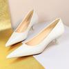 Fashion Patent Leather Mid Heel Women Shoes 2025 Spring New Kitten Heels 4.5 Cm Pointed Shoes Women Pumps Occupational OL Office Heels