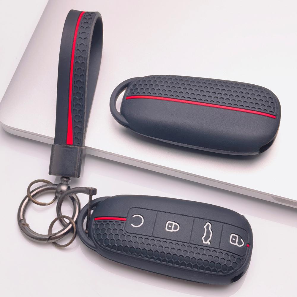 Silicone Car Keychain Strap for Chery Tiggo 7 Pro Arrizo 8 OMODA 5 Jetour Traveler Dashing Honeycomb Texture Non Slip Grip Anti Lost Key Ring Holder