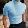 Men S Solid Casual Short Sleeve High Neck T Shirt
