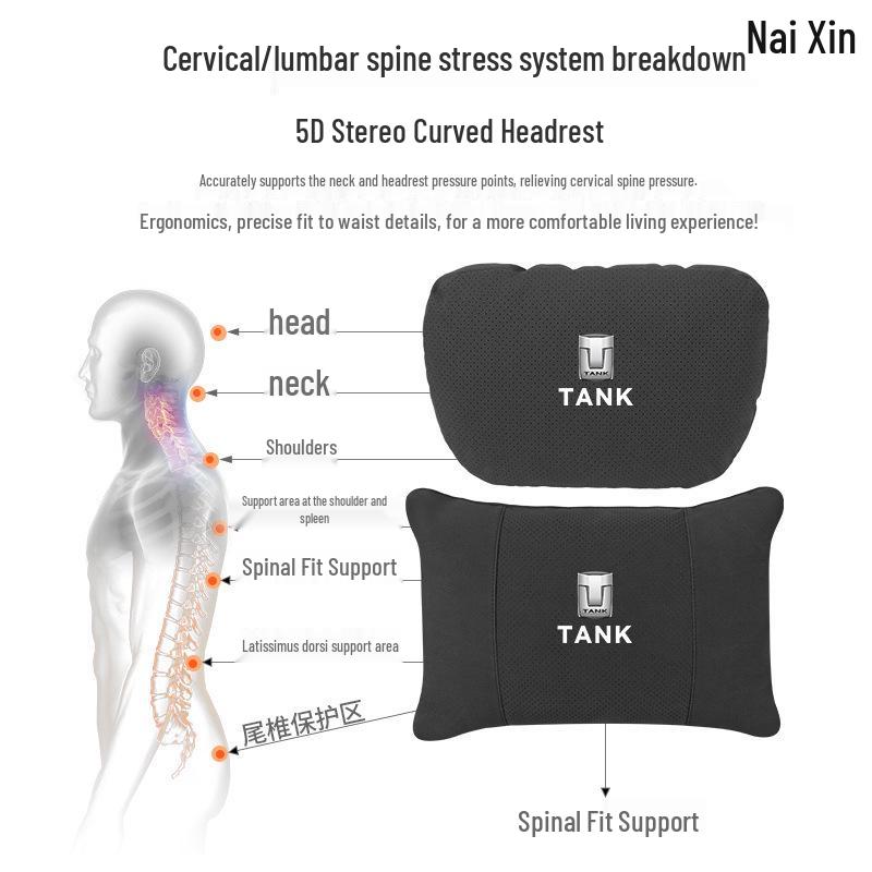 Tank Car Headrest & Neck Pillow for Great Wall Tank 300/400/500/700 SUVs - Off-road Lumbar Support