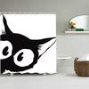 Cartoon Small Black Cat Bath Print Waterproof Bath Curtain