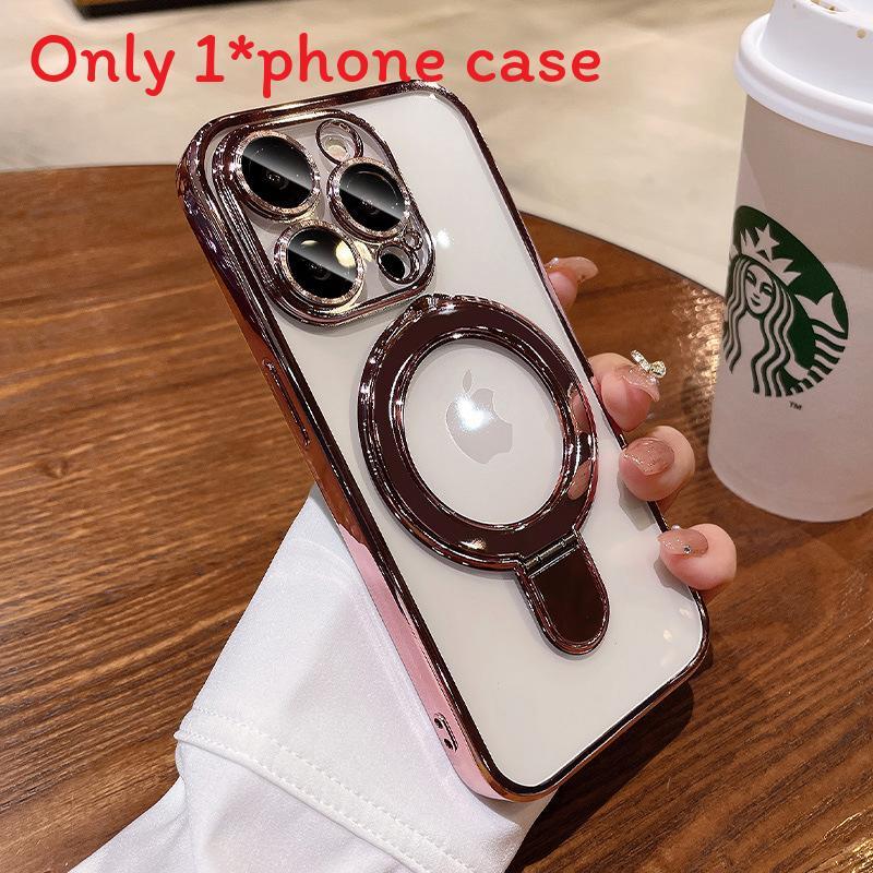 Clear Magnetic Mobile Phone Cases For Iphone 16 Shockproof Ring Cover Stand
