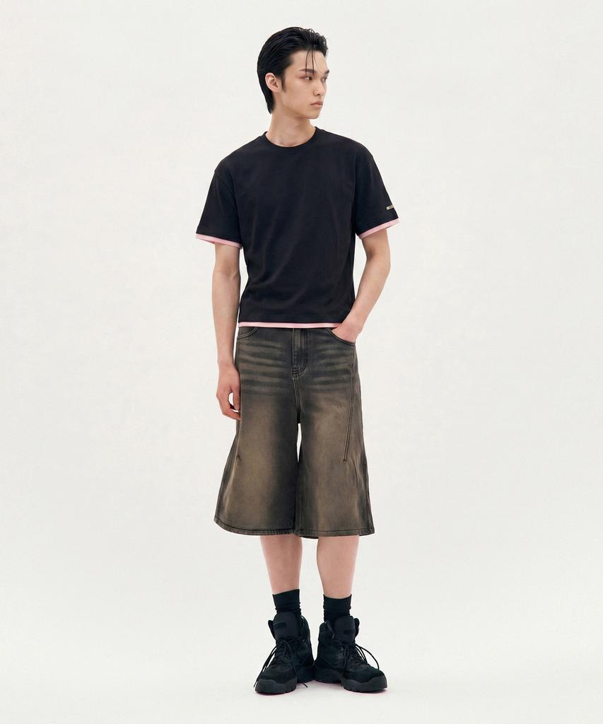 Peuloseseu Layered Crop Tee - Black