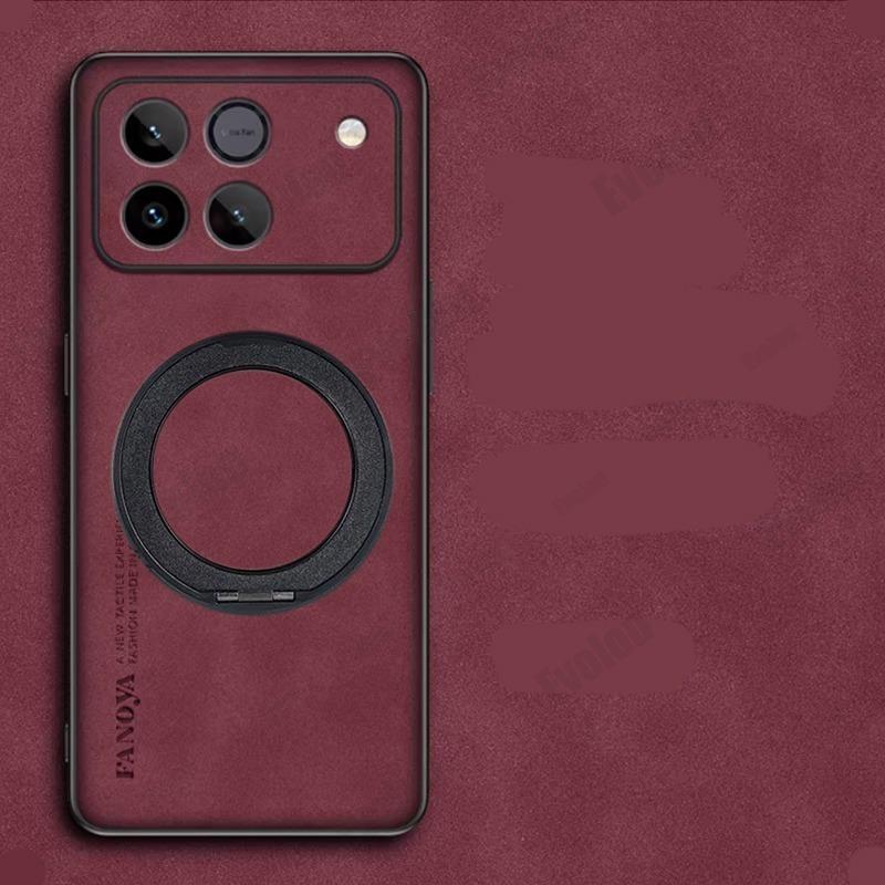 For Honor 600 Pro Magsafe Magnetic Rotating Bracket Phone Case For Honor 600 Pro Sheepskin Leather Matte Shockproof Cover Bumper
