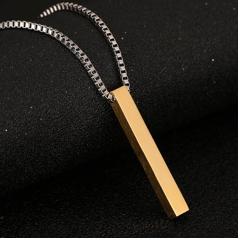 

Четыре стороны гравировка персонализированный квадратный брусок индивидуальный имя ожерелье из нержавеющей стали кулон ожерелье женщины / мужчины любовник подарок ювелирные изделия Commonly золотой