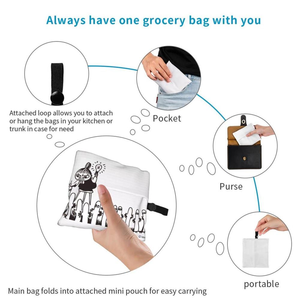 Large Capacity Eco Stylish Little Hattifattener Waterproof Tote Foldable Shopping Durable and Waterproof [HTSW] Bag, Moomin, My, Design, Bag, Bag,