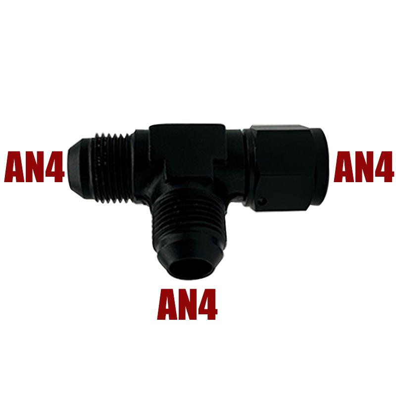 4AN 6AN 8AN 10AN 12AN Hose Tee Connector Fitting Male To Male Female Tee On Side Thread Fitting Adapter Junction Coupler Black